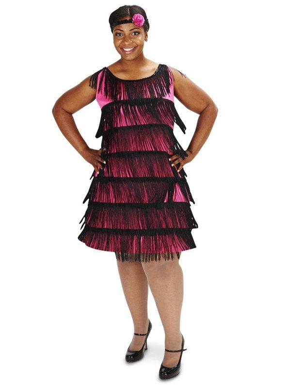 PLUS SIZE 20'S PINK FLAPPER COSTUME FOR ...